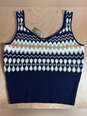 J.Crew Cashmere Fair Isle Tank Top (item CE678) Women’s Size Small Preppy Summer